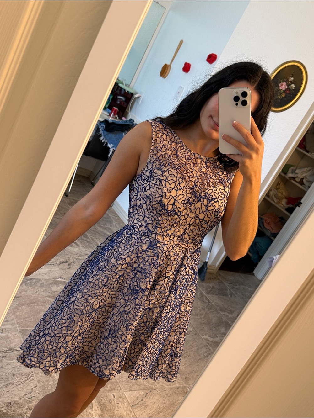 B Darlin Pink and Blue High Low Dress